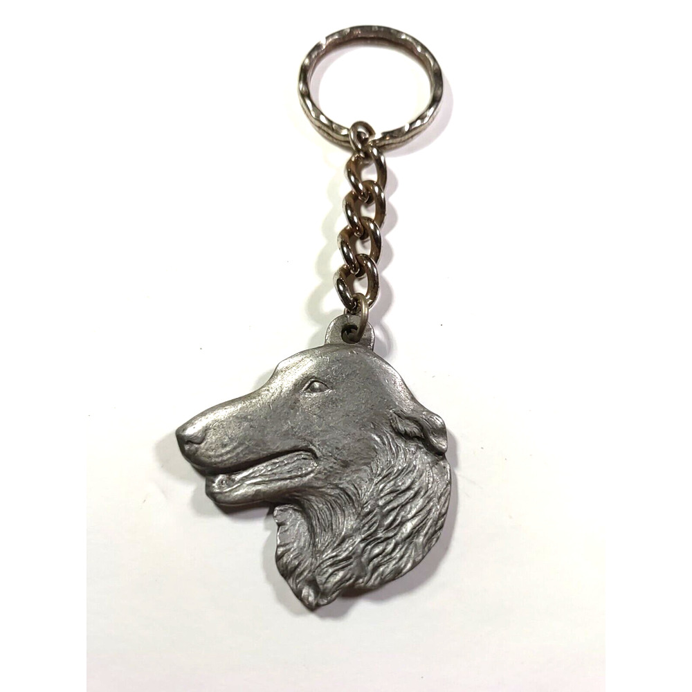 I Love My Borzoi Dog Keychain Pewter 1982